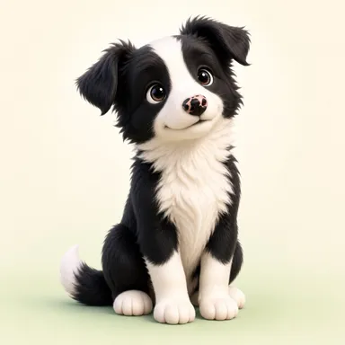 Border-Collie-Welpe Ace übt Sitz und schaut aufmerksam zu seinem Menschen