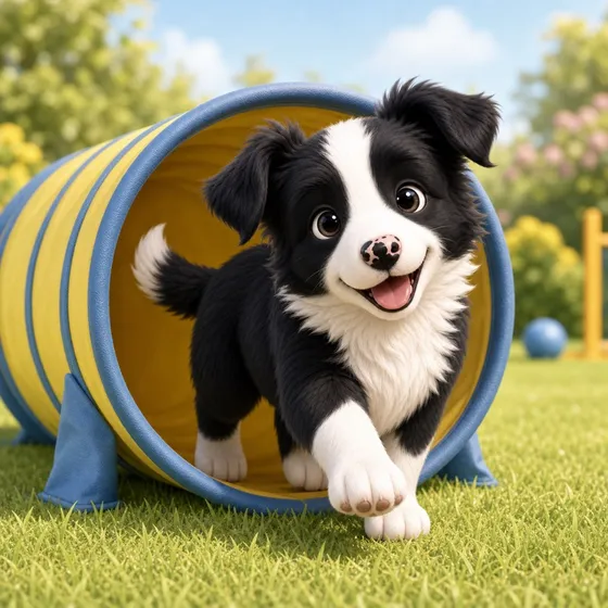 Welpe Ace lastet sich beim Agility aus – ausgelastete Welpen beißen weniger